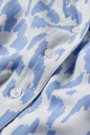 Damen - Bluse - gemustert - weiss / hellblau