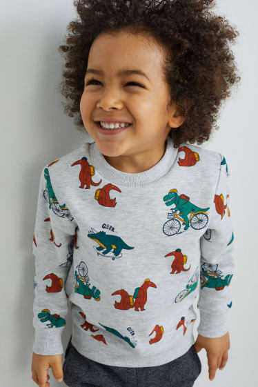 Enfants garçons - Dinosaure - sweat - gris clair chiné