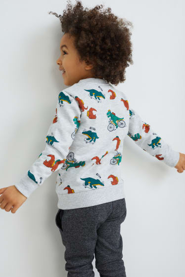 Enfants - Dinosaure - sweat - gris clair chiné