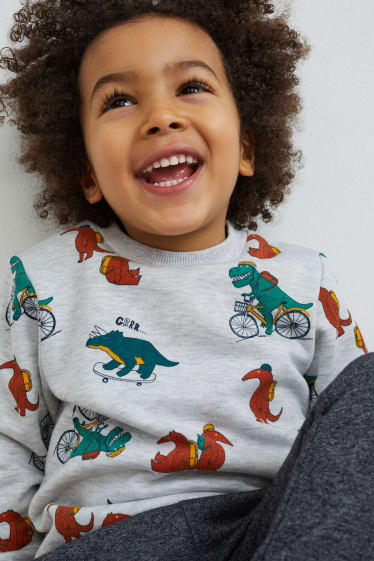 Enfants - Dinosaure - sweat - gris clair chiné