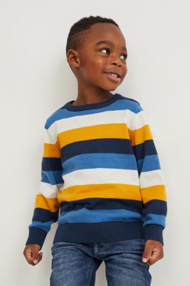Children Boys - Jumper - striped - dark blue