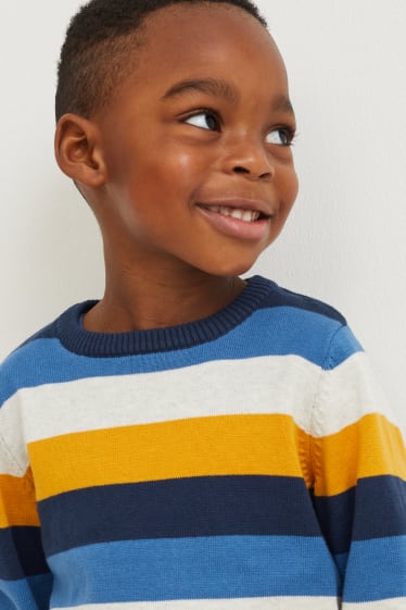 Children Boys - Jumper - striped - dark blue