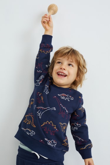 Enfants - Dinosaure - ensemble - sweat et pantalon de jogging - deux pièces - bleu foncé