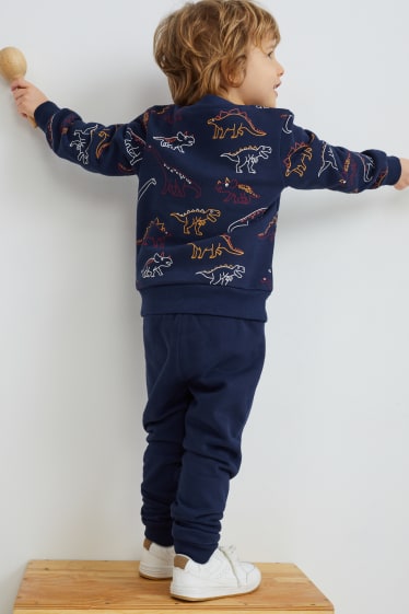 Bambini - Dinosauri - set - felpa e pantaloni sportivi - 2 pezzi - blu scuro