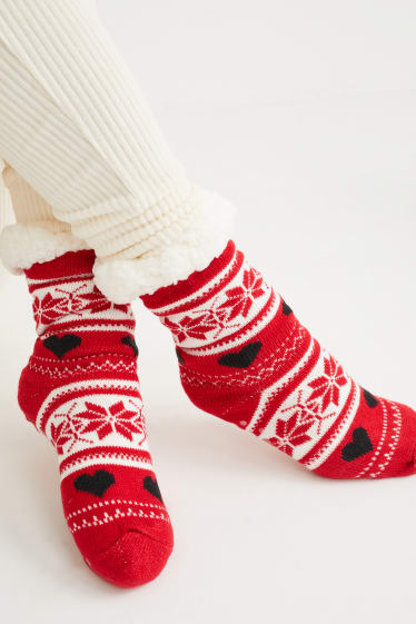Dámské - Protiskluzové ponožky - červená