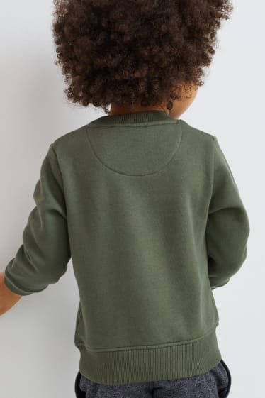 Kinderen - Set van 2 - dino - hoodie en sweatshirt - grijs / donkergroen