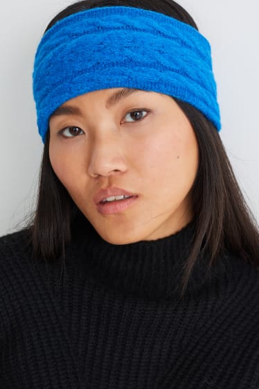 Damen - Stirnband - Zopfmuster - blau