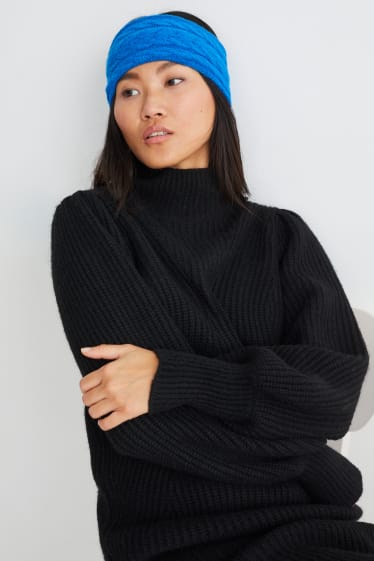 Women - Headband - cable knit pattern - blue