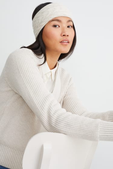 Femmes - Bandeau de front - motif tressé - blanc crème