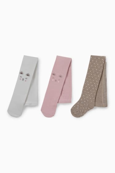 Bébés - Lot de 3 paires - collants bébé - rose