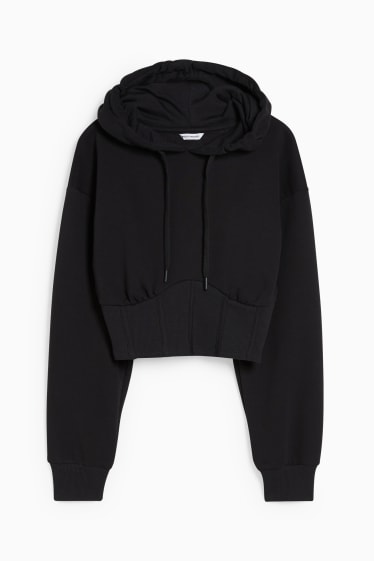 Femmes - CLOCKHOUSE - sweat court à capuche - noir