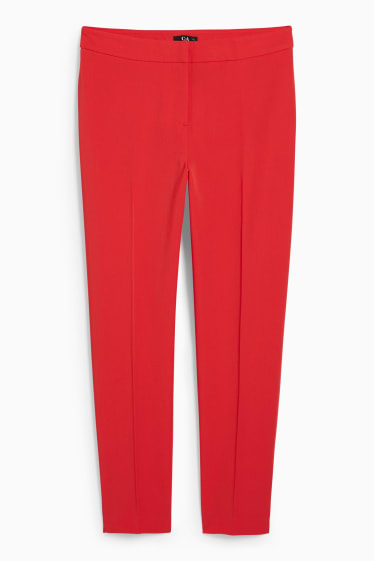 Women - Business trousers - mid-rise waist - regular fit - red