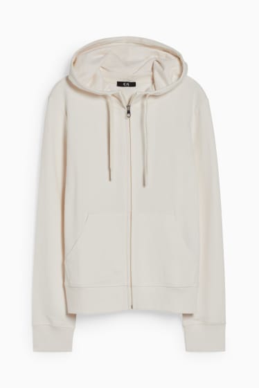 Damen - Basic-Sweatjacke mit Kapuze - cremeweiß