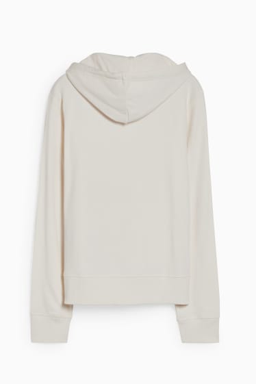 Damen - Basic-Sweatjacke mit Kapuze - cremeweiß