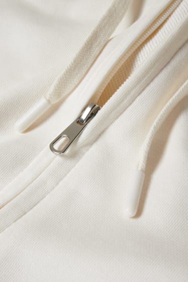 Damen - Basic-Sweatjacke mit Kapuze - cremeweiß