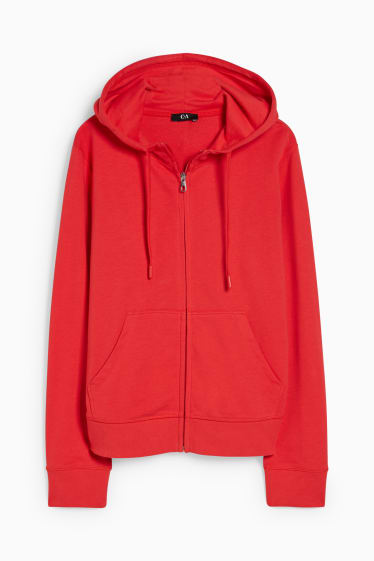 Women - Basic zip-through sweatshirt with hood - red