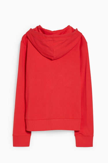 Women - Basic zip-through sweatshirt with hood - red