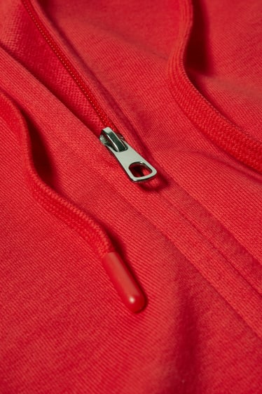 Women - Basic zip-through sweatshirt with hood - red