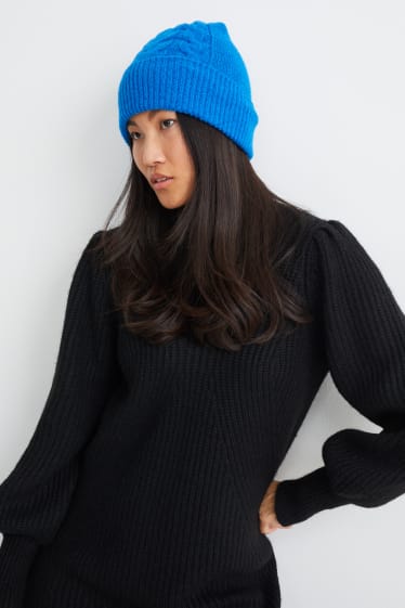 Femmes - Bonnet en maille - bleu