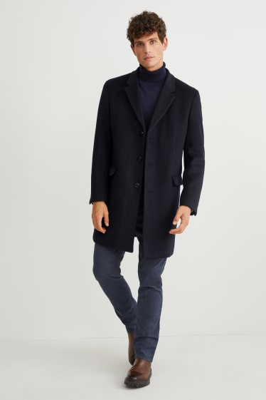 Men - Coat - wool blend - dark blue