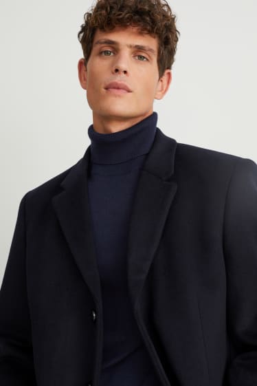 Men - Coat - wool blend - dark blue