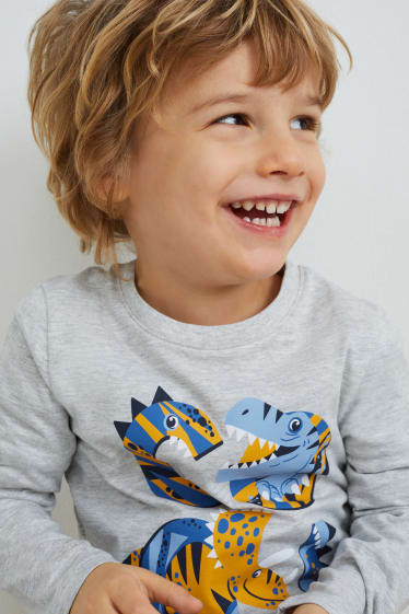 Bambini - Confezione da 3 - dinosauri - maglia a maniche lunghe - blu scuro