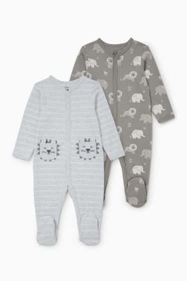 Babys - Set van 2 - baby-pyjama - licht grijs-mix