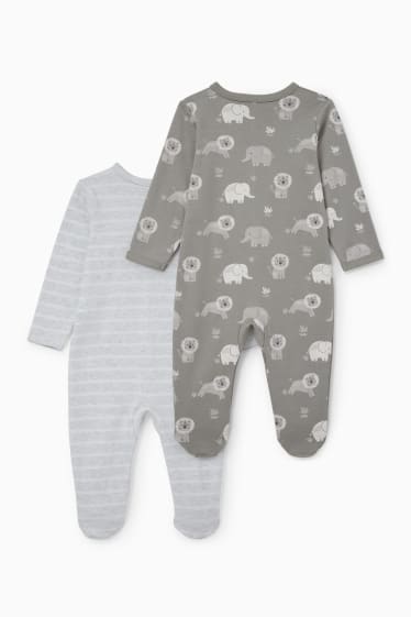 Babys - Multipack 2er - Baby-Schlafanzug - hellgrau-melange