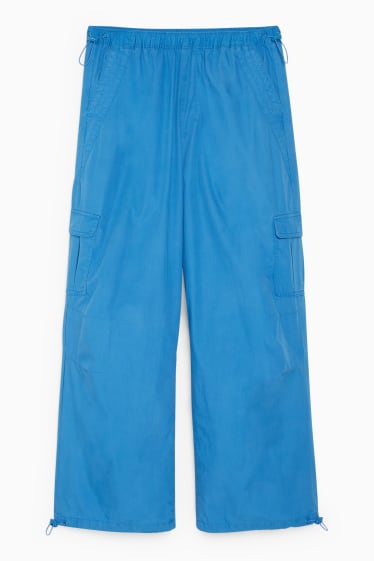 Women - CLOCKHOUSE - parachute trousers - mid-rise waist - loose fit - blue