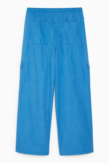 Women - CLOCKHOUSE - parachute trousers - mid-rise waist - loose fit - blue