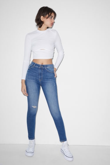 Femei - CLOCKHOUSE - skinny jeans - talie înaltă - denim-albastru