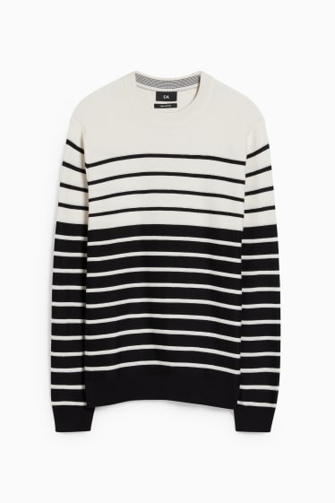 Men - Jumper - striped - white / black