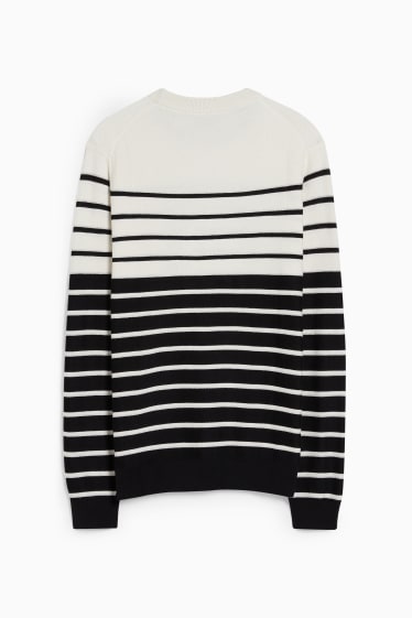 Men - Jumper - striped - white / black