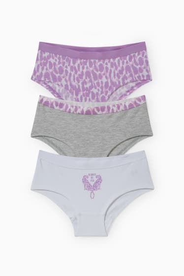 Enfants - Lot de 3 - shorty - gris clair chiné