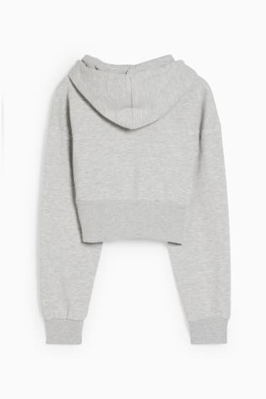 Damen - CLOCKHOUSE - Crop Hoodie - hellgrau-melange