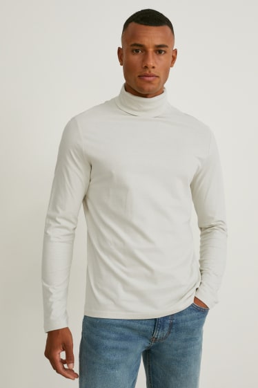 Bărbați - Bluză cu guler rulat - alb-crem