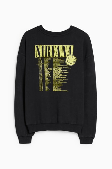 Adolescenți și tineri - CLOCKHOUSE - bluză de molton - Nirvana - negru