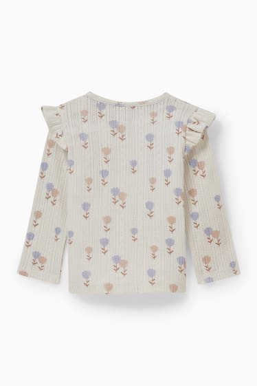 Bebeluși - Tricou cu mânecă lungă bebeluși - cu flori - bej deschis