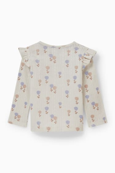 Bebeluși - fete - Tricou cu mânecă lungă bebeluși - cu flori - bej deschis