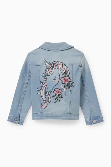 Kinder Mädchen - Einhorn - Jeansjacke - helljeansblau