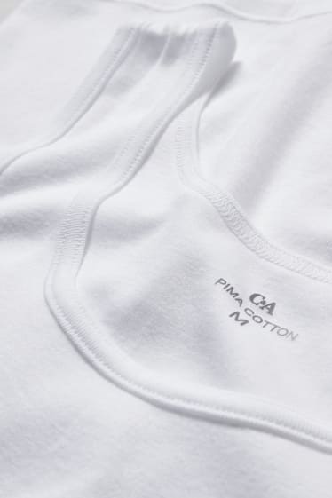 Herren - Multipack 2er - Unterhemd - Pima-Baumwolle - weiß