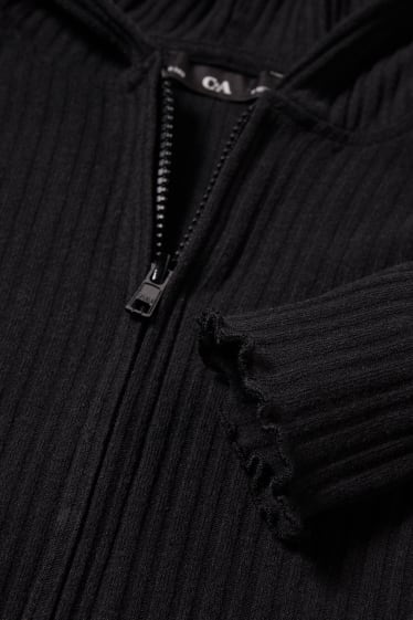 Enfants filles - Gilet en maille à capuche - noir