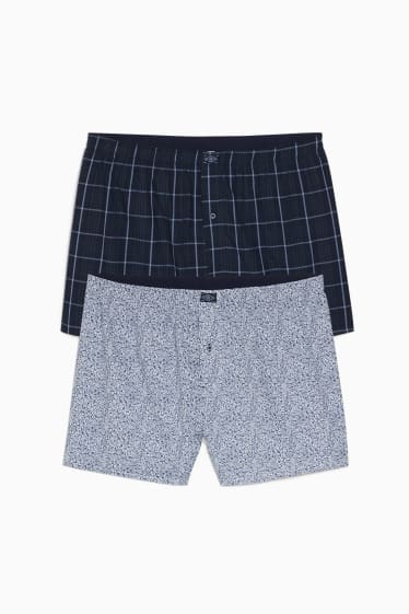 Heren - Set van 2 - boxershorts - geweven - donkerblauw