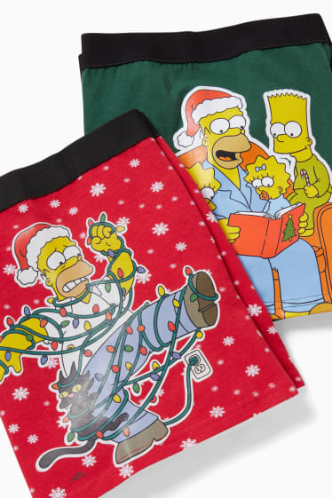 Bărbați - Multipack 2 buc. - chiloți boxer cu motive de Crăciun - Familia Simpson - verde