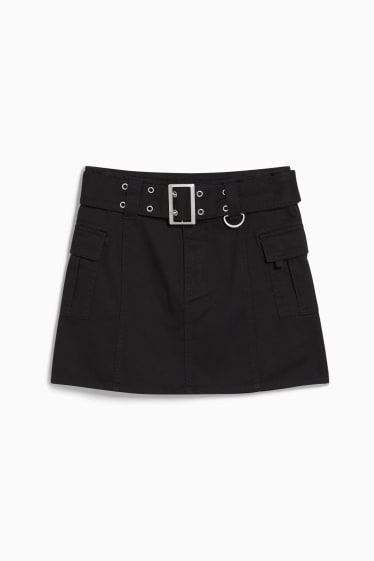 Teens & young adults - CLOCKHOUSE - mini skirt with belt - black