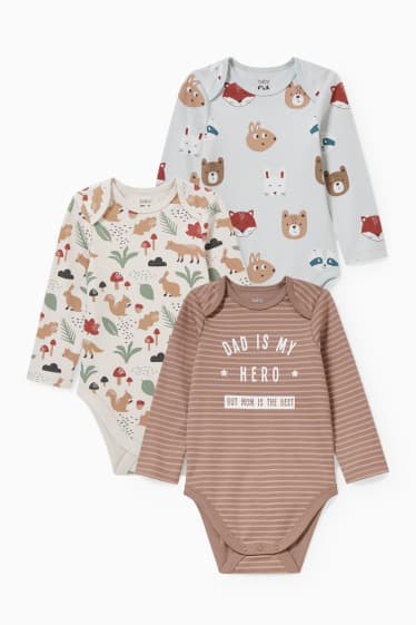 Unisex - Set van 3 - rompertje - bruin