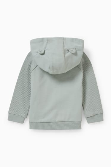 Miminka - Tepláková bunda s kapucí pro miminka - mátově zelená