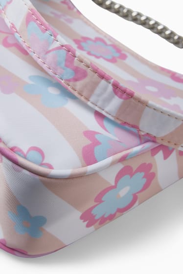 Damen - CLOCKHOUSE - kleine Schultertasche - geblümt - rosa