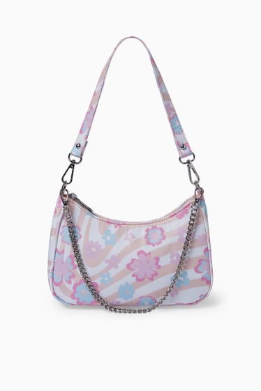 Damen - CLOCKHOUSE - kleine Schultertasche - geblümt - rosa
