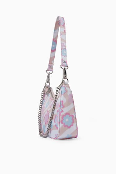 Damen - CLOCKHOUSE - kleine Schultertasche - geblümt - rosa